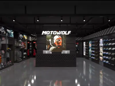 motorcycle supplies shop Low-poly 3D model