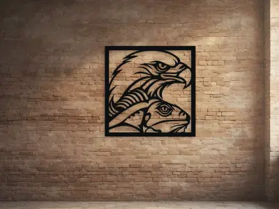 Eagle and Reptile Stencil Wall Art  3D model