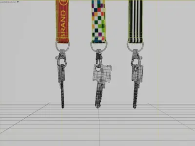 Key with Keychain - hanging 3D model