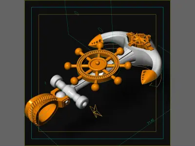 Anchor Pendant With Nautical Star and Rudder 3D print model