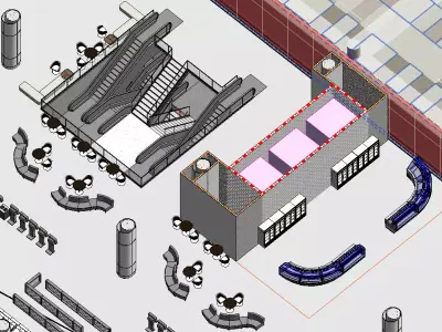 AIRPORT TERMINAL ARCHITECTURAL FURNISHED  REVIT MODEL FURNISHED  3D model