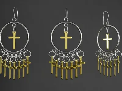 earrings mannequin wearing with cross 3D model