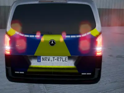 Mercedes Vito German Police FBX and Unreal Engine Asset  Low-poly 3D model