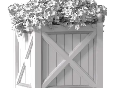  White flowers in a garden planter Patio 3D model