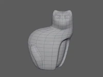 Cat Statuette Low-poly 3D model