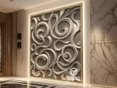 modern panel wall decor set wall relief mural CNC 130 3D model