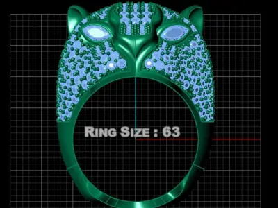 Leopard Ring with Gemstone 3D print model