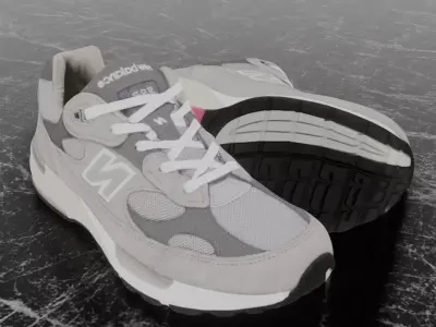 NEW BALANCE 992 GREY 3D SHOES Low-poly 3D model