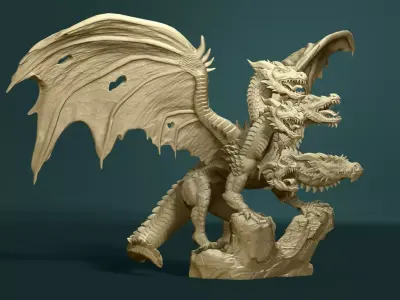5 headed dragon 3D print model