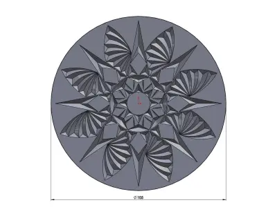 Round floral wood or plaster ornament 3D print model