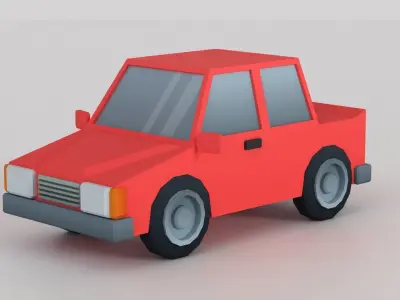 Cartoon Low Poly Car 02 - Sedan Low-poly 3D model