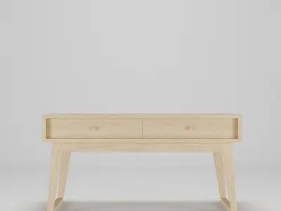 Wood Table with drawers Low-poly 3D model