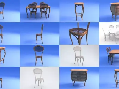 Art Nouveau Furniture 3D Model Collection