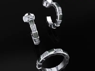 Bvlgari Serpenti Ring and Earrings  3D print model