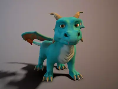 Cartoon young dragon Low-poly 3D model