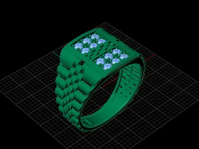 Print Ready STL 3DM  Gents Rings Diamond Men Ring  3D print model 117