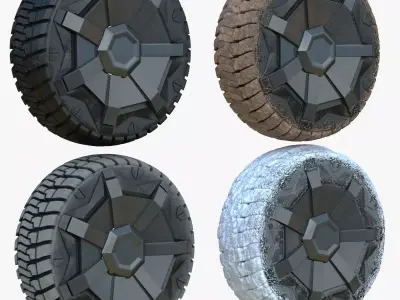 Cybertruck Wheels - 4 Seasons  Low-poly 3D model