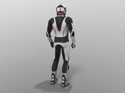 motorcycle rider in racing suit Low-poly 3D model