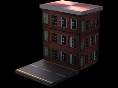 Low poly building apartment Free low-poly 3D model