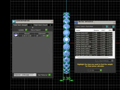 U Shaped Eternity Ring 2 point 3 mm stone size swiss 14 and EU54 3D print model