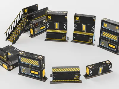 Sci-Fi Cover Wall Low-poly 3D model