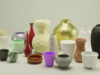 20 Decorative Vase Model Package Low-poly 3D model