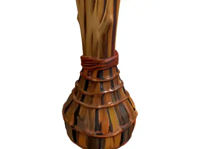Woven Natural Decorative Vase Low-poly 3D model