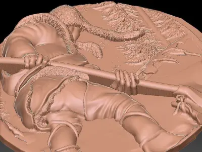 HUNTING 3D medallion with soldier Free 3D model