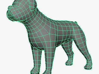Low Poly American Bulldog  Low-poly 3D model