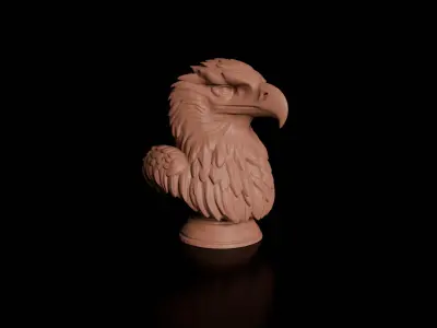 Majestic Stylized Eagle Bust  Premium 3D Printable Sculpture  3D print model