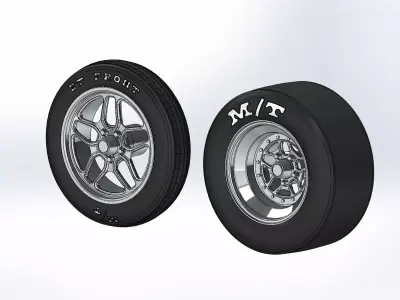 Set of wheels Billet Comp 7 for scale model dragster 3D print model