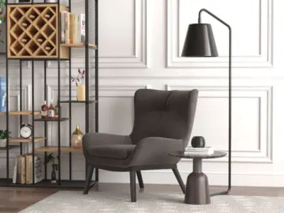 Steel Display and Arm chair  3D model