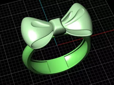 Luxury 2 piece bow tie ring for women 3D print model