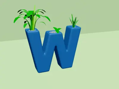 Vase W - Alphabet Vases Collection Letters - STL Printable 3D print model
