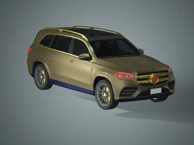 Car - Golden Benz Low-poly 3D model