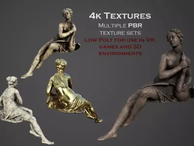 Statue of  Thetis Low-poly 3D model