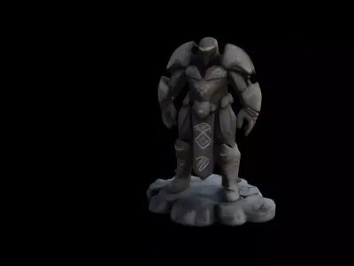 Ancient Guardian Stone Statue 3D model