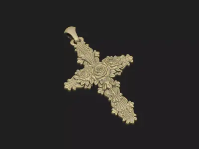 Cross royal floral church religious rood Inri god Jesus  3D print model