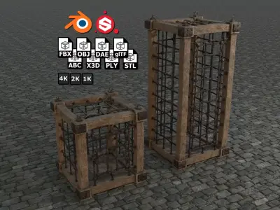Medieval Cages 1 low-poly PBR  Low-poly 3D model