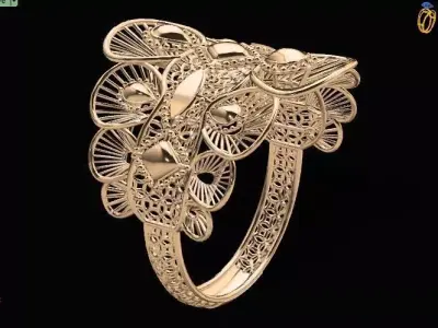 537 Teardrop Filigree Bloom Ring 2gm 3D print model
