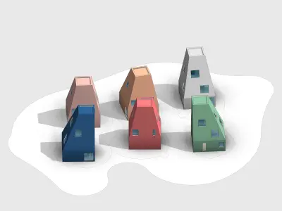 CONCEPT set of colorful houses 3D model