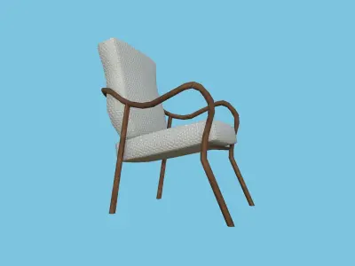 Gray Wood Armchair - Furniture Interior Design Free low-poly 3D model