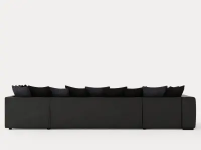 Cuba U Sofa Divan Left Incl Envelope Pillows Black Gray Low-poly 3D model