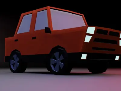 low poly car orange Low-poly 3D model