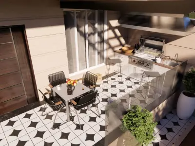 Backyard design Free low-poly 3D model