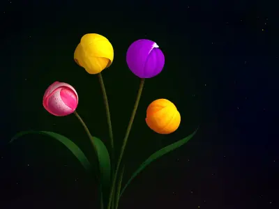 Tulips Flowers Animated 3D model