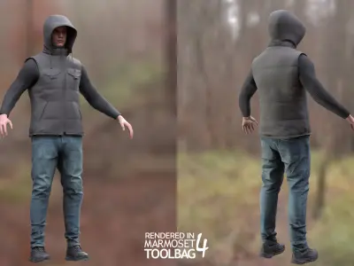 Man - Autumn Outfit 5 - Modular - Rigged Low-poly 3D model