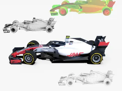 Haas VF18 car Low-poly 3D model