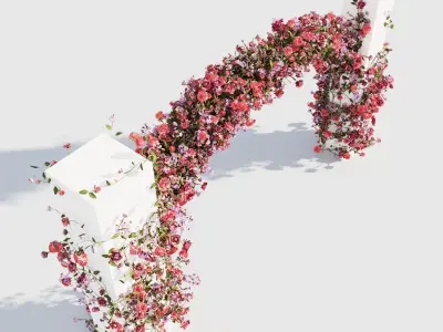 flower wedding arch with flowers 3D model