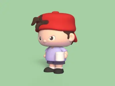 Boy Holding a Mug 3D print model
